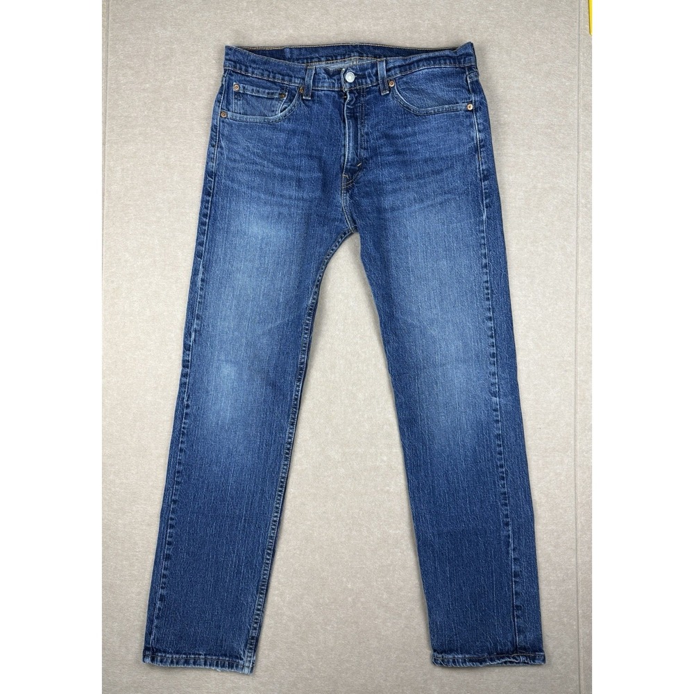 Levi's 505 Jeans Men 34x32 Blue Mid Rise Regular Fit Medium Wash Denim Pants